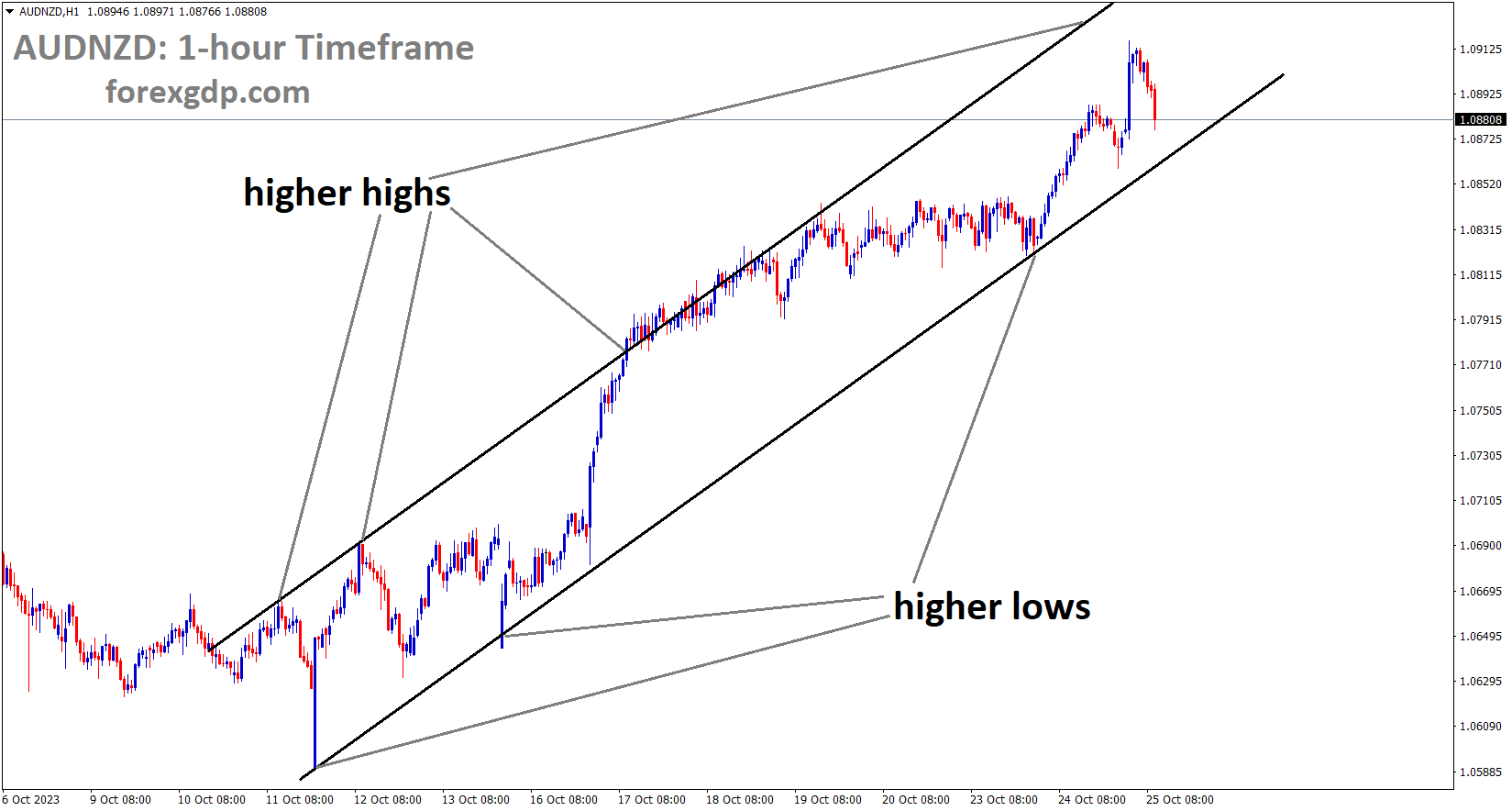 AUDNZD is moving in an Ascending channel and the market has fallen from the higher high area of the channel AUDNZD is moving in an Ascending channel and the market has fallen from the higher high area of the channel