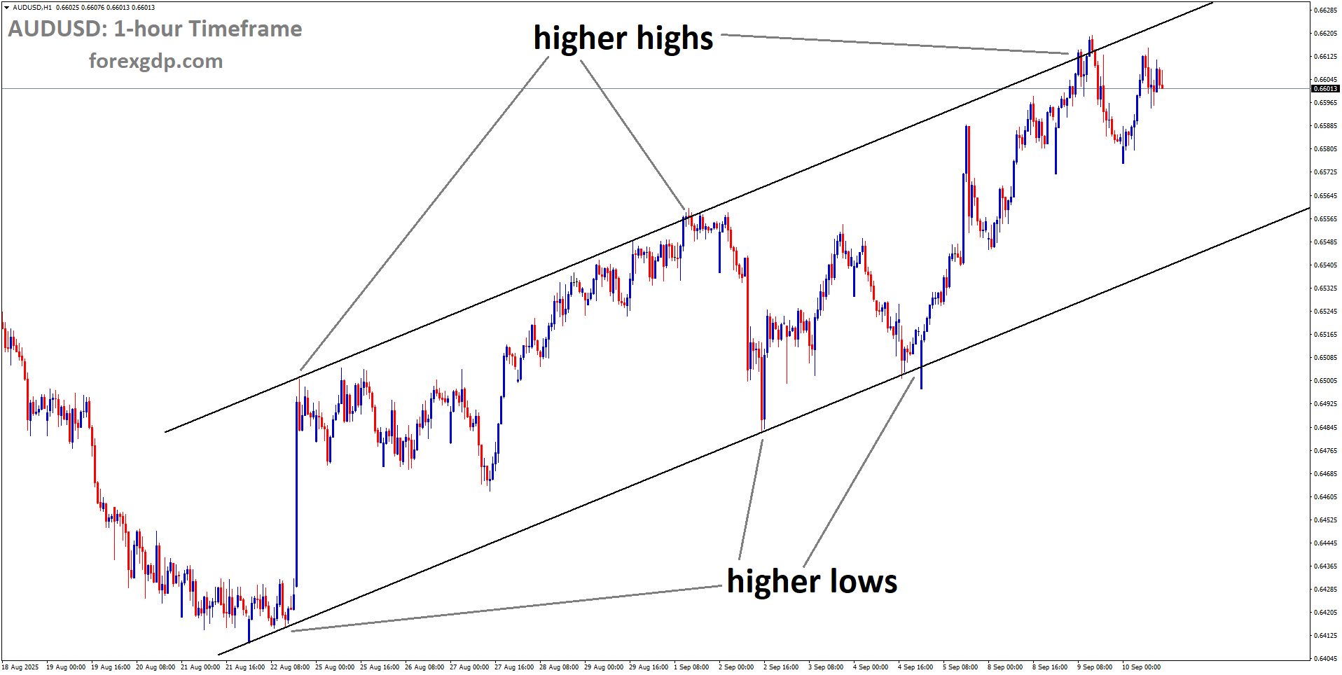 AUDUSD is moving in an uptrend channel, and the market has fallen from the higher high area of the channel AUDUSD is moving in an uptrend channel, and the market has fallen from the higher high area of the channel