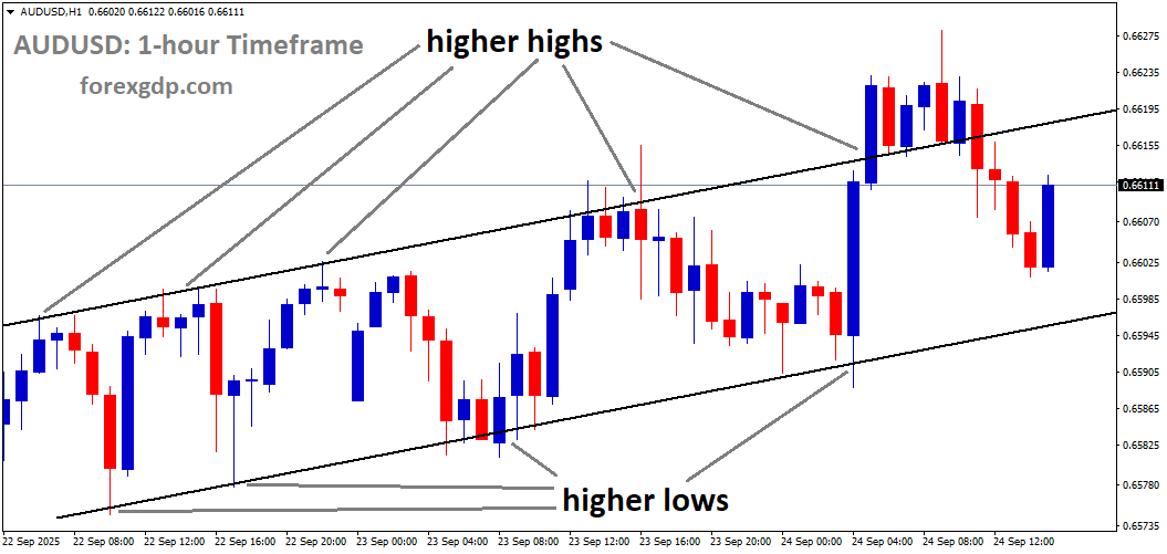 AUDUSD is moving in an uptrend channel, and the market has fallen from the higher high area of the channel AUDUSD is moving in an uptrend channel, and the market has fallen from the higher high area of the channel