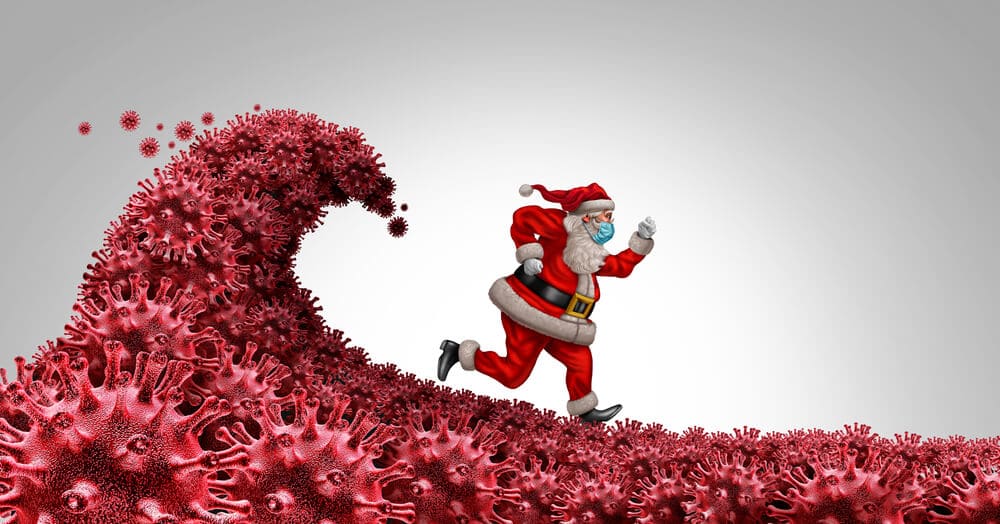Coronavirus thirdwave and omicron virus wave chasing the santa clause running to survive Coronavirus thirdwave and omicron virus wave chasing the santa clause running to survive