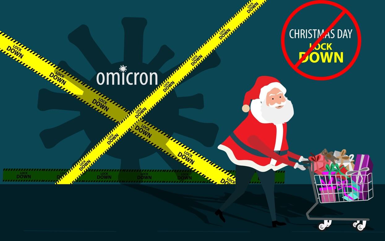 Early shopping made by santaclaus at christmas time due to omicron virus spread Early shopping made by santaclaus at christmas time due to omicron virus spread