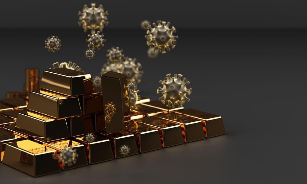 Gold bars with coronavirus infection Gold bars with coronavirus infection