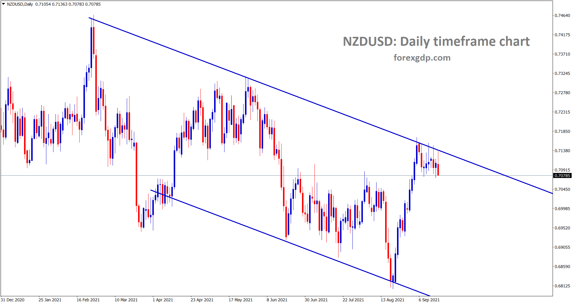NZDUSD is falling from the lower high area of the downtrend line NZDUSD is falling from the lower high area of the downtrend line
