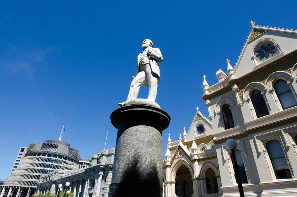 New Zealand Parliamentary Library with the memorial statue of John Ballance New Zealand Parliamentary Library with the memorial statue of John Ballance