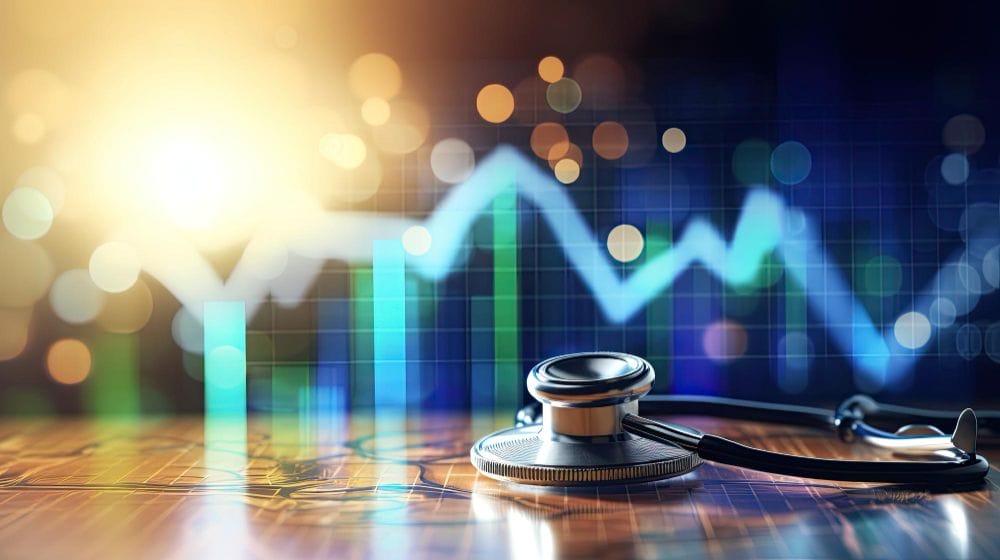 Stethoscope and financial chart Stethoscope and financial chart