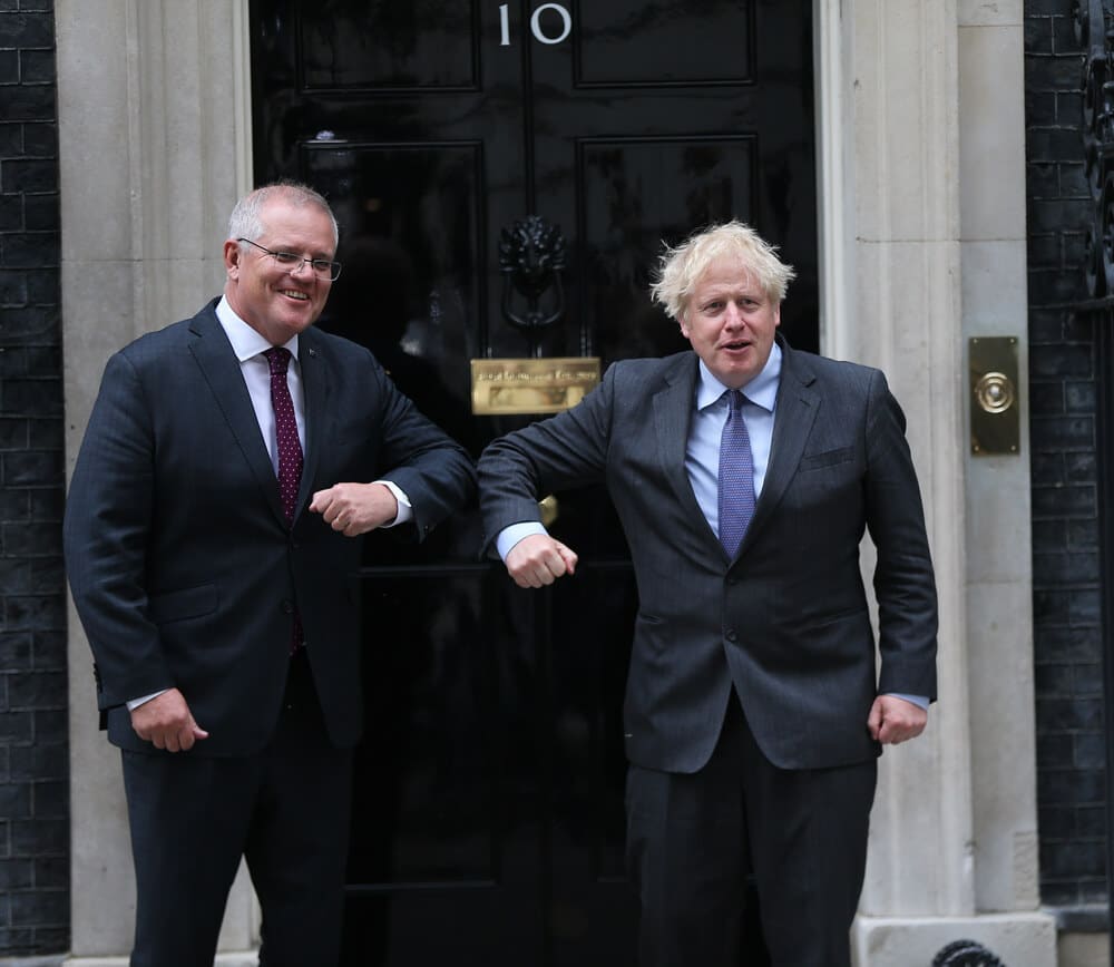 UK Prime Minister Boris Johnson welcomes Australian Prime Minister Scott Morrison UK Prime Minister Boris Johnson welcomes Australian Prime Minister Scott Morrison