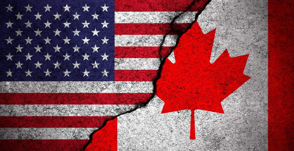 USA and Canada flags USA and Canada flags