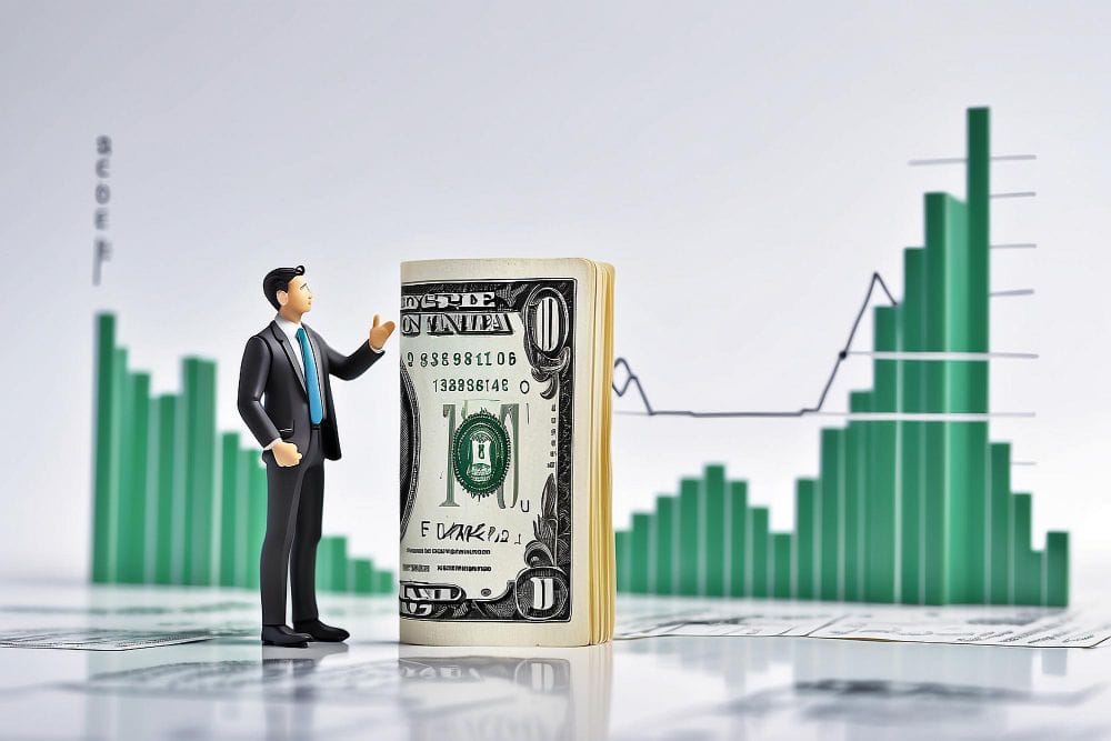 USD banknote with stock market USD banknote with stock market