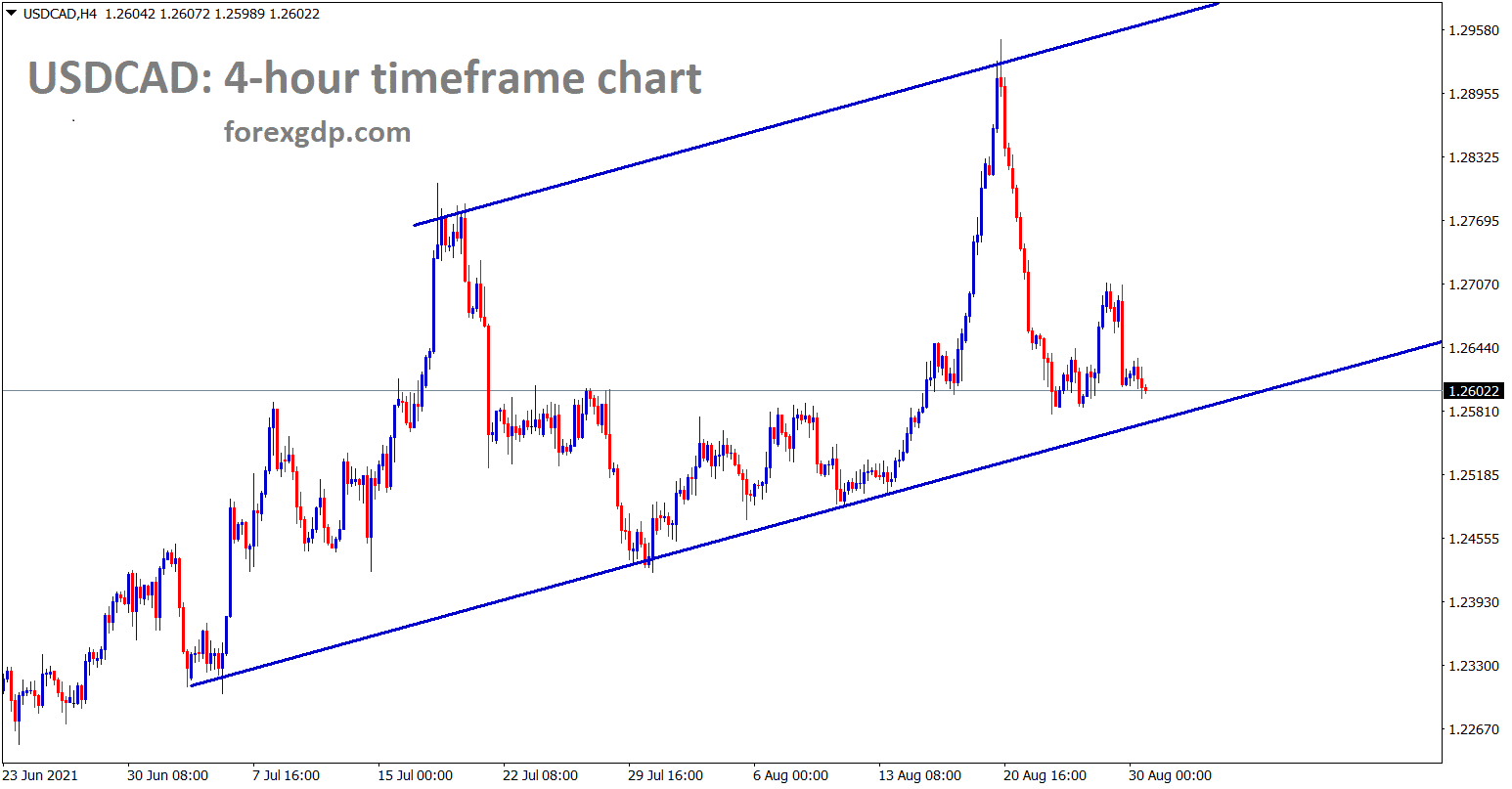 USDCAD is going to reach the higher low of uptrend line in the h4 chart USDCAD is going to reach the higher low of uptrend line in the h4 chart