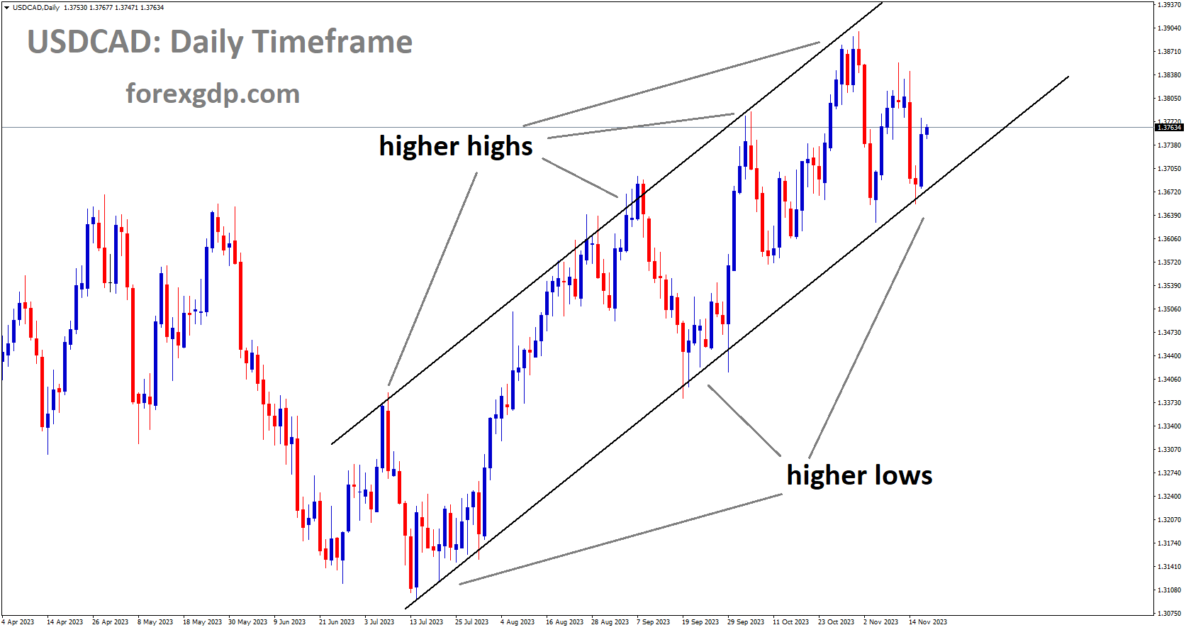 USDCAD is moving in a ascending channel and the maket has reached higher low area of the channel USDCAD is moving in a ascending channel and the maket has reached higher low area of the channel