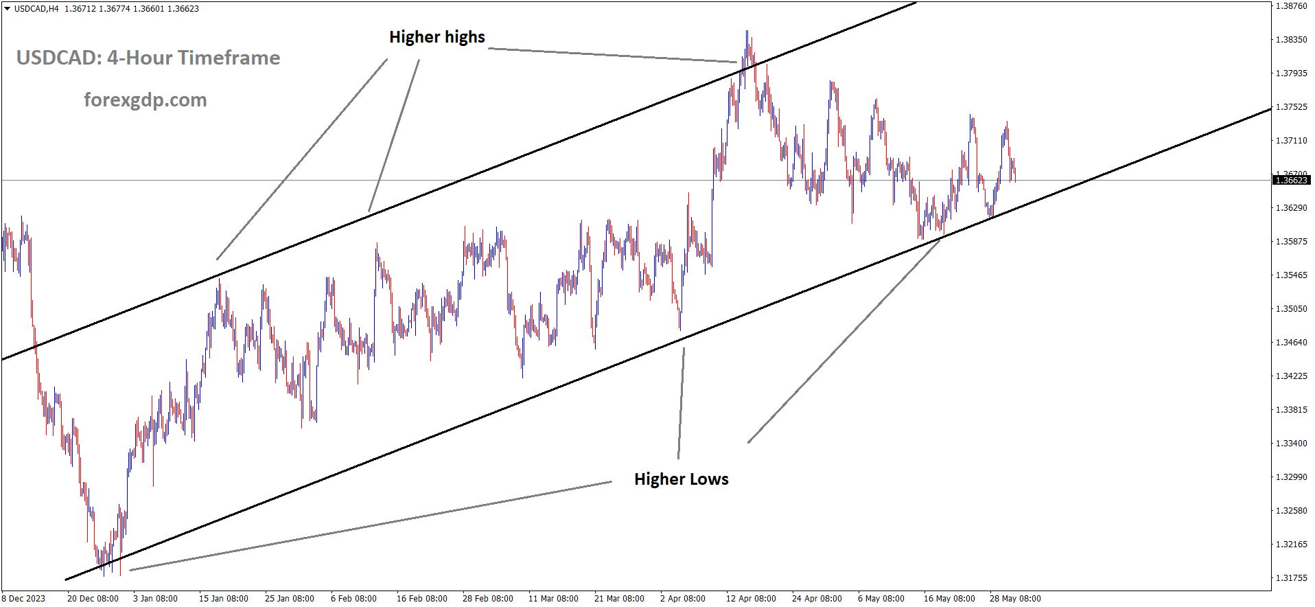 USDCAD is moving in an Ascending channel and the market has reached from the higher low area of the channel USDCAD is moving in an Ascending channel and the market has reached from the higher low area of the channel