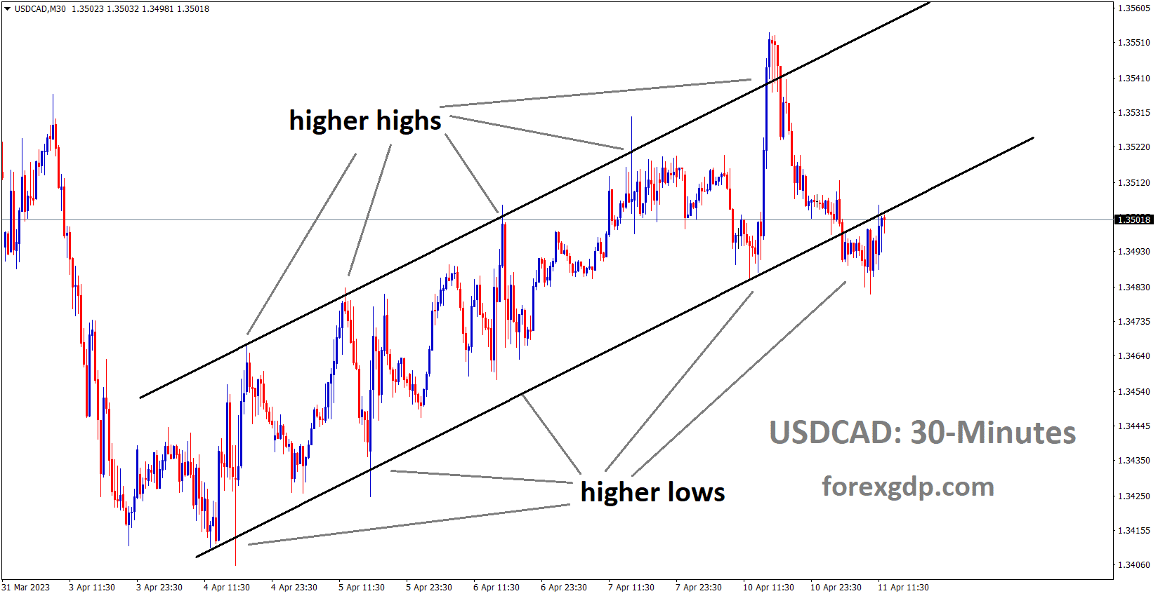 USDCAD is moving in an Ascending channel and the market has rebounded from the higher low area of the channel 2 USDCAD is moving in an Ascending channel and the market has rebounded from the higher low area of the channel 2