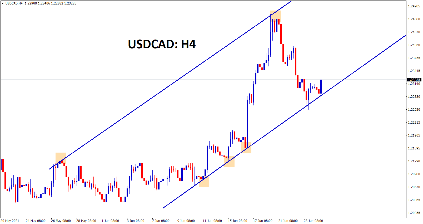 USDCAD is moving in an uptrend range after hitting the higher low went up. USDCAD is moving in an uptrend range after hitting the higher low went up.