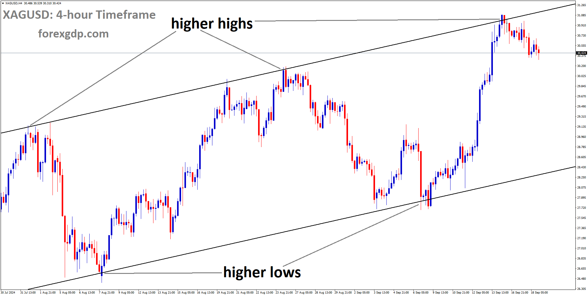 XAGUSD is moving in an Ascending channel, and the market has fallen from the higher high area of the channel XAGUSD is moving in an Ascending channel, and the market has fallen from the higher high area of the channel