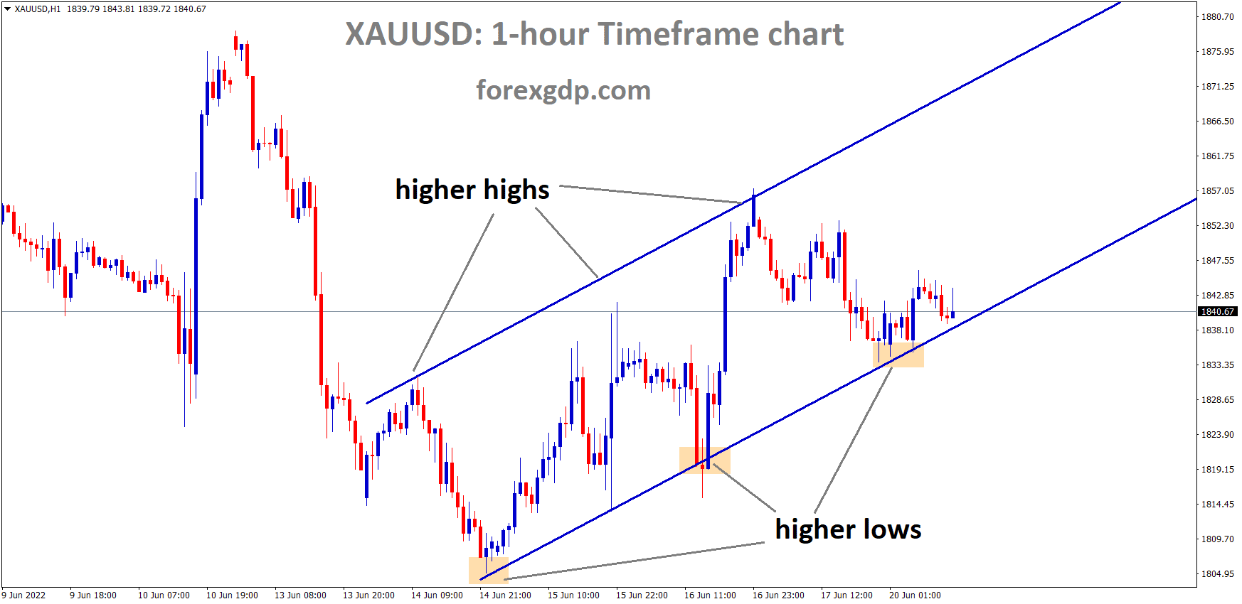 XAUUSD Gold price is moving in an Ascending channel and the Market has reached the higher low area of the Pattern. XAUUSD Gold price is moving in an Ascending channel and the Market has reached the higher low area of the Pattern.