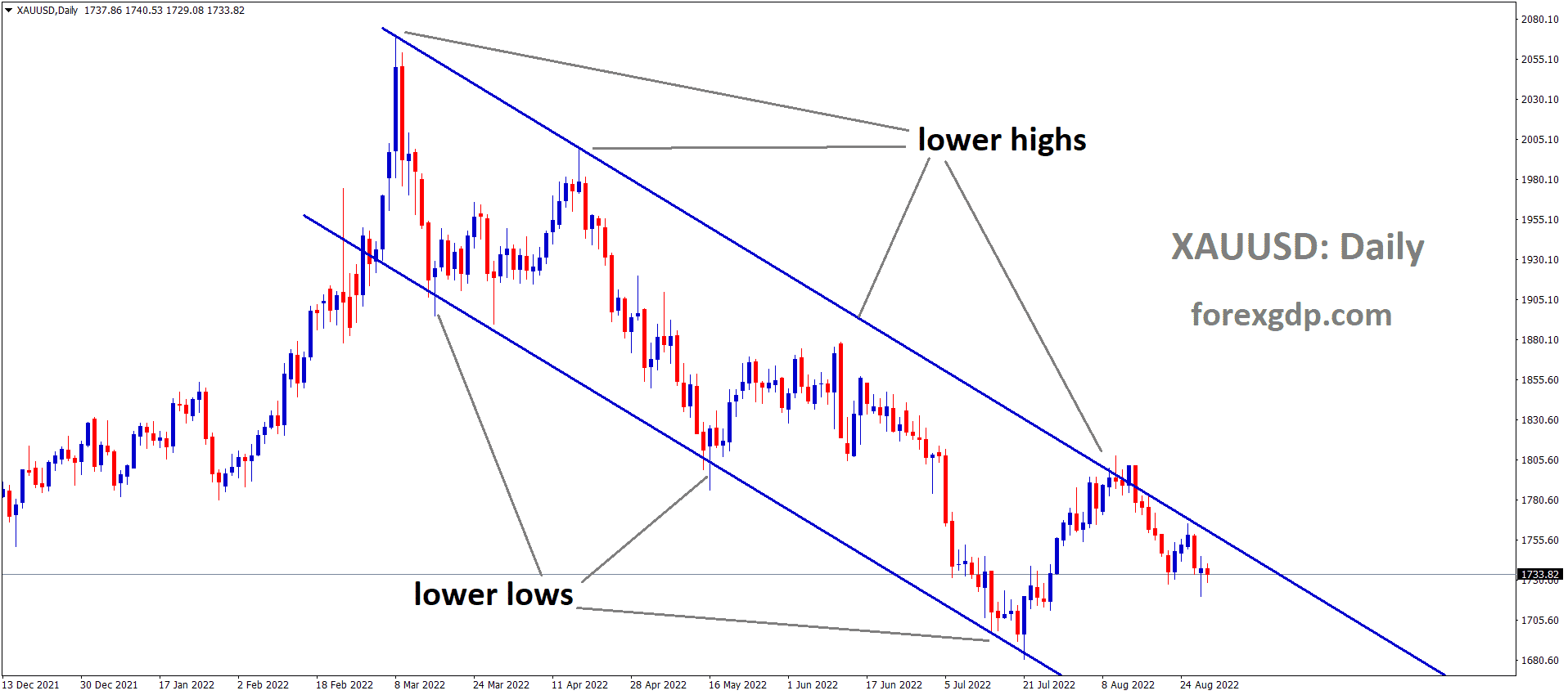 XAUUSD Gold price is moving in the Descending channel and the market has fallen from the lower high area of the channel 5 XAUUSD Gold price is moving in the Descending channel and the market has fallen from the lower high area of the channel 5