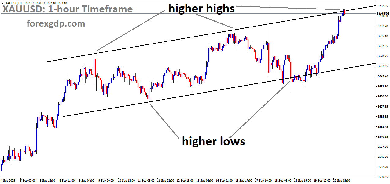 XAUUSD is moving in an Ascending channel, and the market has reached a higher high area of the channel