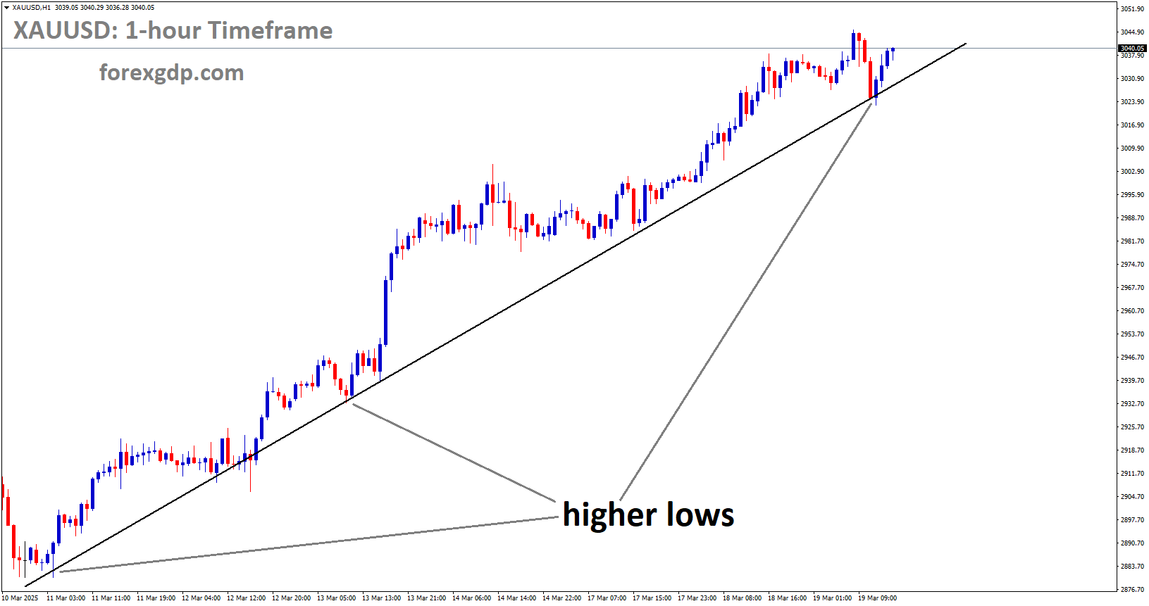 XAUUSD is rebounding from the higher low area of the uptrend line XAUUSD is rebounding from the higher low area of the uptrend line