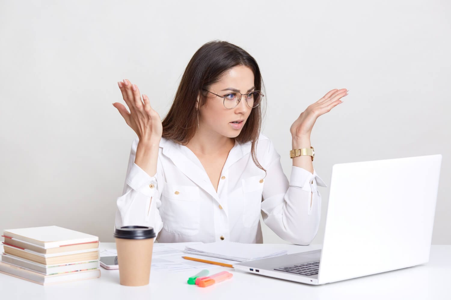 puzzled emotive woman has deadline task (1) puzzled emotive woman has deadline task (1)
